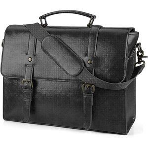 Leather Mens Messenger Bag Vintage 15.6 Inch Waterproof Leather Laptop Briefcase